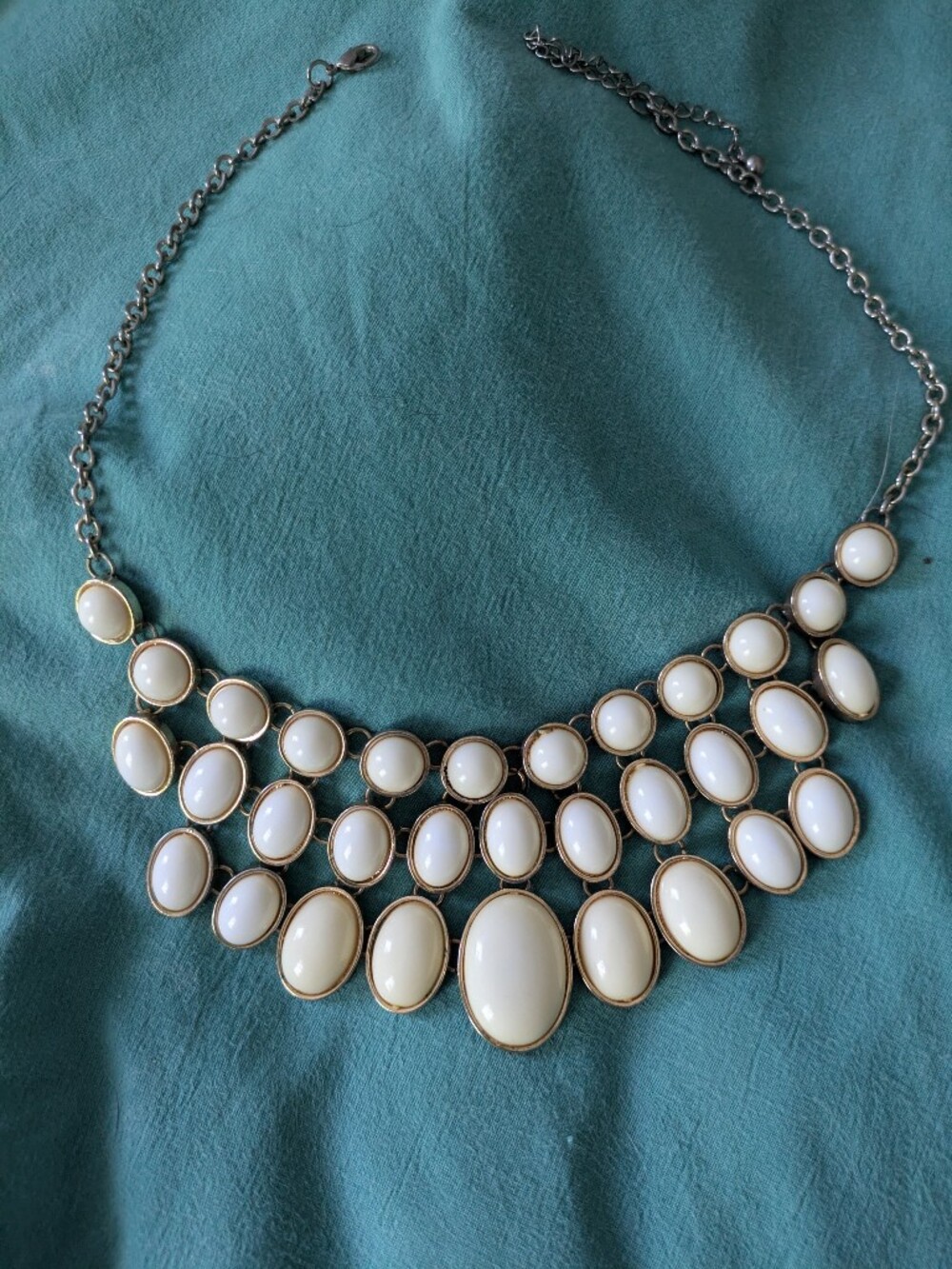 White Statement Bib Necklace